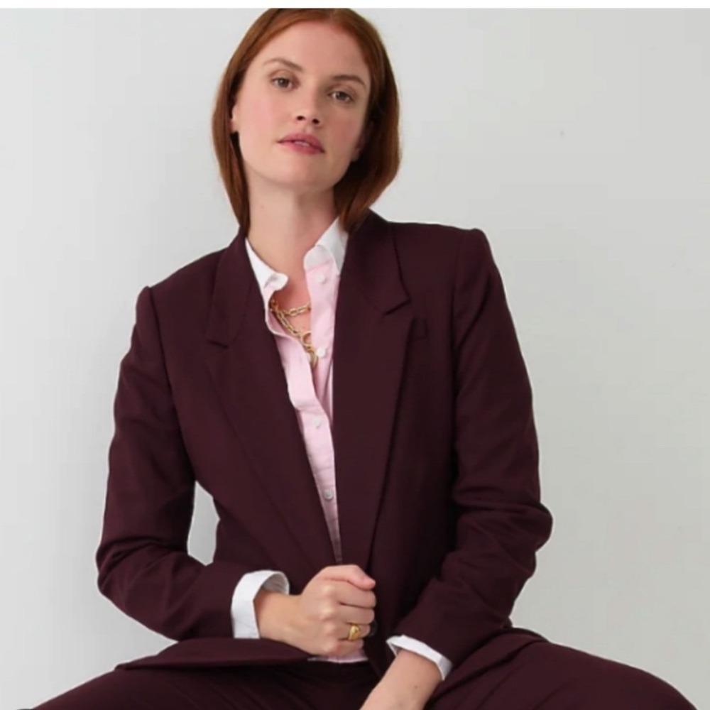 J Crew Willa Blazer Jacket Womens 4 Maroon NEW Italian Wool Blend Nova Fides
